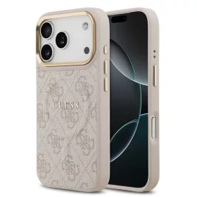   Guess PU Leather 4G Gold Frame MagSafe tok az iPhone 17 Pro készülékhez, rózsaszín