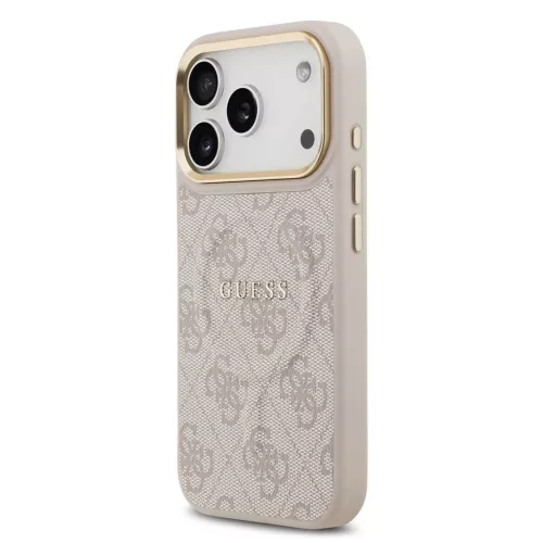 Guess PU Leather 4G Gold Frame MagSafe tok az iPhone 17 Pro készülékhez, rózsaszín