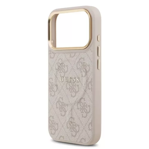 Guess PU Leather 4G Gold Frame MagSafe tok az iPhone 17 Pro készülékhez, rózsaszín