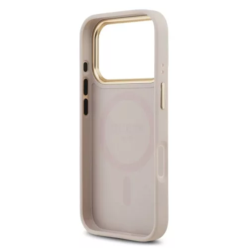 Guess PU Leather 4G Gold Frame MagSafe tok az iPhone 17 Pro készülékhez, rózsaszín