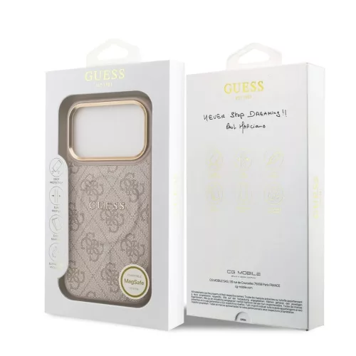 Guess PU Leather 4G Gold Frame MagSafe tok az iPhone 17 Pro készülékhez, rózsaszín