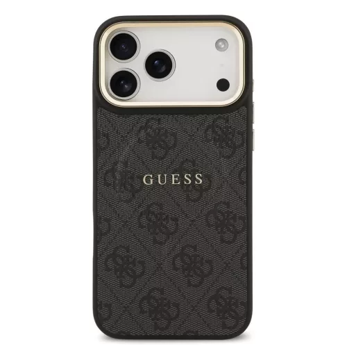 Guess PU Leather 4G Gold Frame MagSafe tok iPhone 17 Pro Max készülékhez fekete