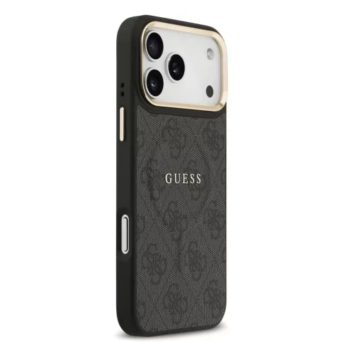 Guess PU Leather 4G Gold Frame MagSafe tok iPhone 17 Pro Max készülékhez fekete