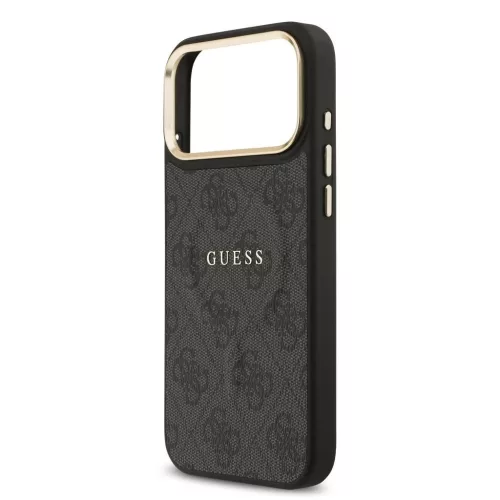 Guess PU Leather 4G Gold Frame MagSafe tok iPhone 17 Pro Max készülékhez fekete