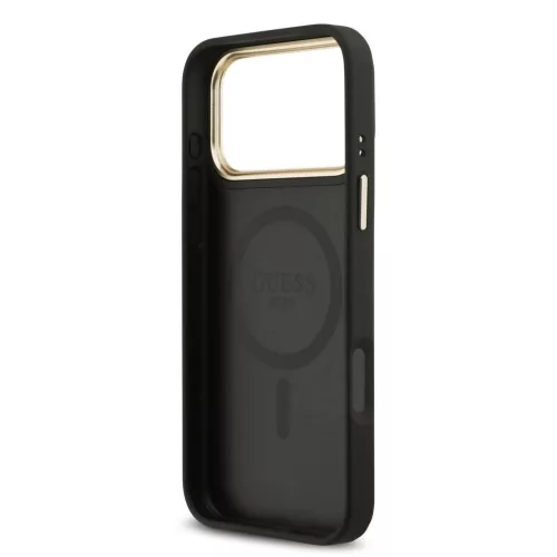 Guess PU Leather 4G Gold Frame MagSafe tok iPhone 17 Pro Max készülékhez fekete