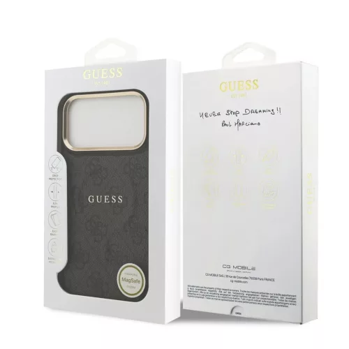Guess PU Leather 4G Gold Frame MagSafe tok iPhone 17 Pro Max készülékhez fekete