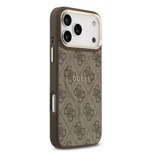 Guess PU Leather 4G Gold Frame MagSafe tok iPhone 17 Pro Max készülékhez barna
