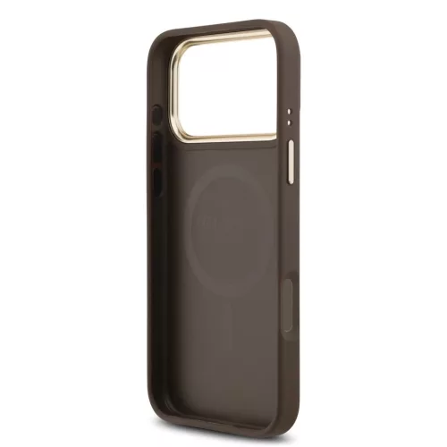 Guess PU Leather 4G Gold Frame MagSafe tok iPhone 17 Pro Max készülékhez barna