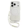 Guess IML Flowers Allover Strap MagSafe Tok iPhone 17 Pro készülékhez fehér