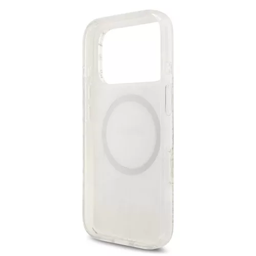 Guess IML Flowers Allover Strap MagSafe Tok iPhone 17 Pro készülékhez fehér
