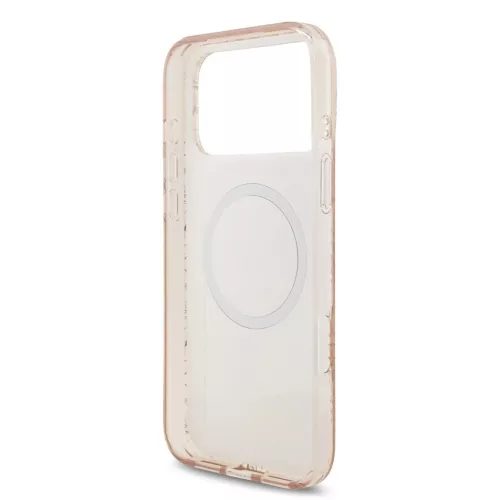 Guess IML Flowers Allover Strap MagSafe tok iPhone 17 Pro Max készülékhez rózsaszín
