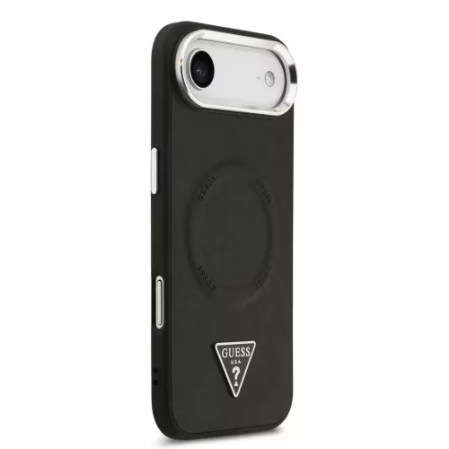 Guess PU Leather Triangle Logo MagSafe tok iPhone 17 Air készülékhez fekete