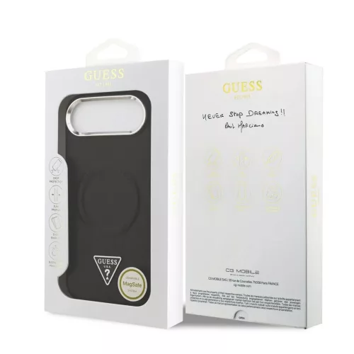 Guess PU Leather Triangle Logo MagSafe tok iPhone 17 Air készülékhez fekete