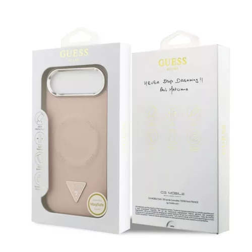Guess PU bőr Triangle Logo MagSafe tok iPhone 17 Air készülékhez rózsaszín