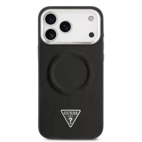 Guess PU Leather Triangle Logo MagSafe tok iPhone 17 Pro készülékhez fekete