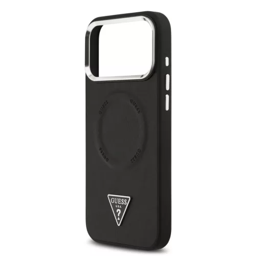 Guess PU Leather Triangle Logo MagSafe tok iPhone 17 Pro készülékhez fekete