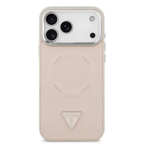 Guess PU bőr Triangle Logo MagSafe tok iPhone 17 Pro készülékhez rózsaszín