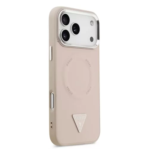 Guess PU bőr Triangle Logo MagSafe tok iPhone 17 Pro készülékhez rózsaszín