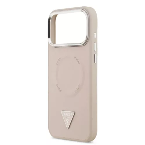 Guess PU bőr Triangle Logo MagSafe tok iPhone 17 Pro készülékhez rózsaszín