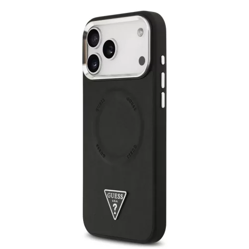 Guess PU bőr Triangle Logo MagSafe tok iPhone 17 Pro Max készülékhez fekete