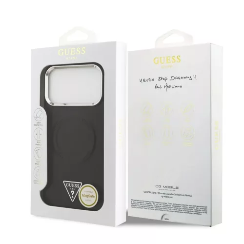 Guess PU bőr Triangle Logo MagSafe tok iPhone 17 Pro Max készülékhez fekete