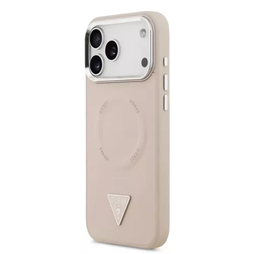 Guess PU bőr Triangle Logo MagSafe tok iPhone 17 Pro Max készülékhez rózsaszín
