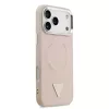 Guess PU bőr Triangle Logo MagSafe tok iPhone 17 Pro Max készülékhez rózsaszín