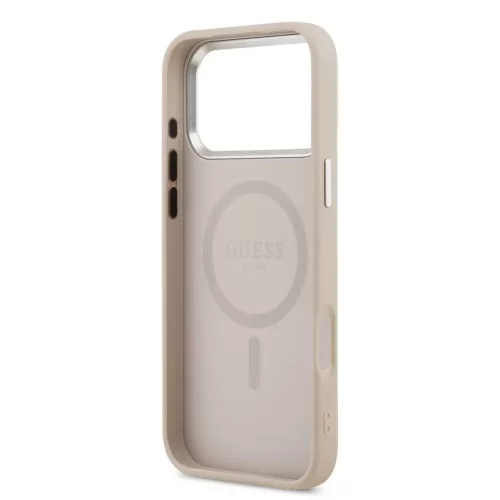 Guess PU bőr Triangle Logo MagSafe tok iPhone 17 Pro Max készülékhez rózsaszín