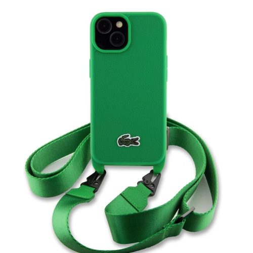 Lacoste Iconic Petit Pique Crossbody Strap Woven Logo tok iPhone 15 készülékhez zöld