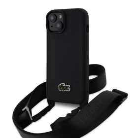   Lacoste Iconic Petit Pique Crossbody Strap Woven Logo tok iPhone 15 készülékhez fekete
