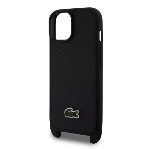 Lacoste Iconic Petit Pique Crossbody Strap Woven Logo tok iPhone 15 készülékhez fekete