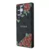 Guess PU Leather 4G Flowers Print Metal Classic Logo MagSafe tok Samsung Galaxy S25 Ultra készülékhez fekete