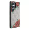 Guess PU Leather 4G Flowers Print Metal Classic Logo MagSafe tok Samsung Galaxy S25 Ultra készülékhez rózsaszín