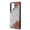 Guess PU Leather 4G Flowers Print Metal Classic Logo MagSafe tok Samsung Galaxy S25 Ultra készülékhez rózsaszín