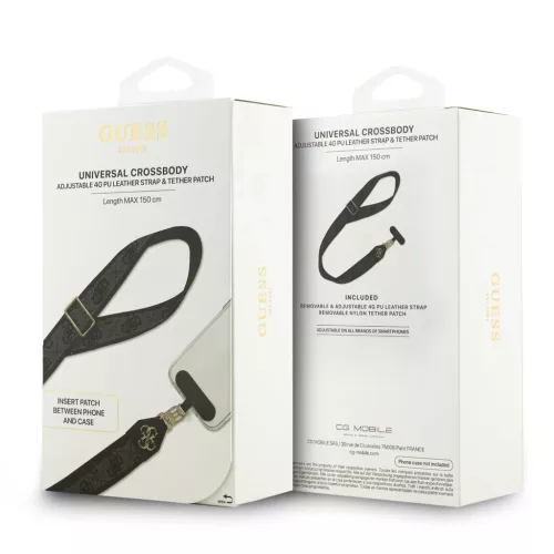 Guess Vállpánt PU 4G Metal Logo fekete