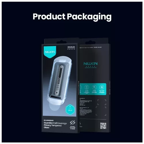 Nillkin edzett üveg kijelzővédő 0.25mm Guardian 2.5D Apple iPhone 17 készülékhez fekete (alkalmazóval)