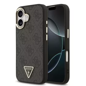   Guess PU Leather 4G Triangle Logo Gold Frame MagSafe tok iPhone 17 készülékhez fekete