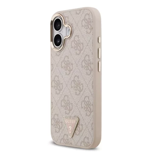 Guess PU Leather 4G Triangle Logo Gold Frame MagSafe tok iPhone 17 készülékhez rózsaszín