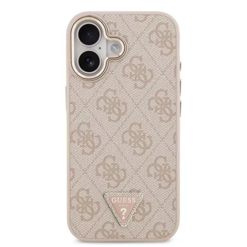 Guess PU Leather 4G Triangle Logo Gold Frame MagSafe tok iPhone 17 készülékhez rózsaszín