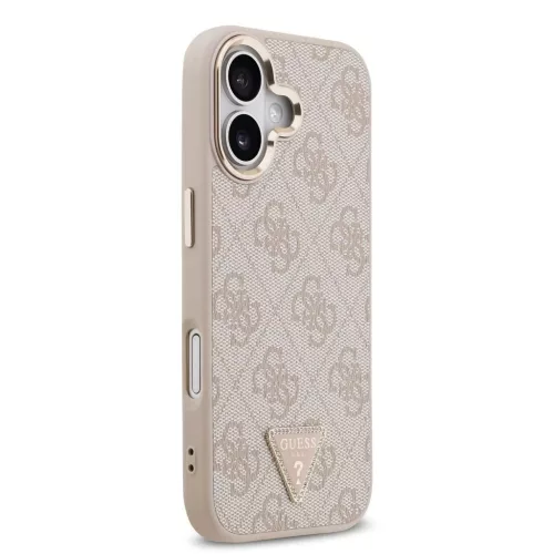 Guess PU Leather 4G Triangle Logo Gold Frame MagSafe tok iPhone 17 készülékhez rózsaszín
