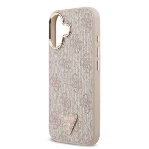 Guess PU Leather 4G Triangle Logo Gold Frame MagSafe tok iPhone 17 készülékhez rózsaszín
