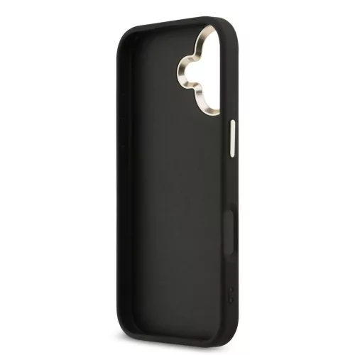 Guess PU Leather 4G Metal Logo Gold Frame tok iPhone 17 készülékhez fekete