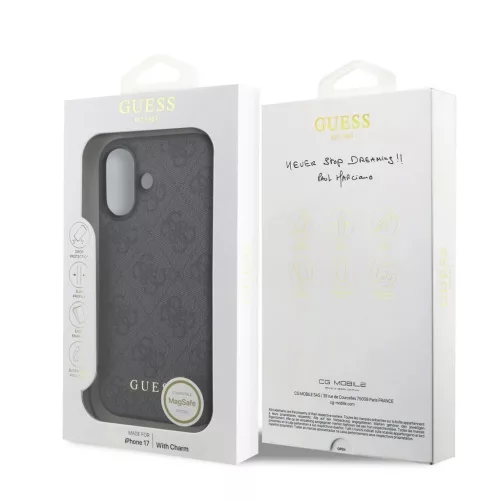 Guess 4G Charm tok iPhone 17 készülékhez Tone on Tone szürke