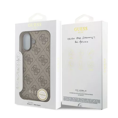 Guess 4G Charm tok iPhone 17 készülékhez Tone on Tone barna