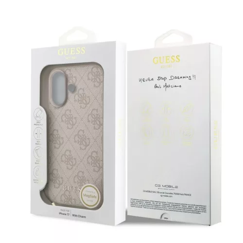 Guess 4G Charm tok iPhone 17 készülékhez Tone on Tone rózsaszín