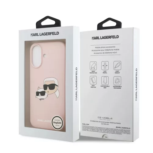 Karl Lagerfeld Liquid Silicone Double Heads MagSafe tok iPhone 17 készülékhez rózsaszín