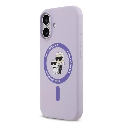 Karl Lagerfeld Liquid Silicone Karl and Choupette MagSafe tok iPhone 17 készülékhez lila