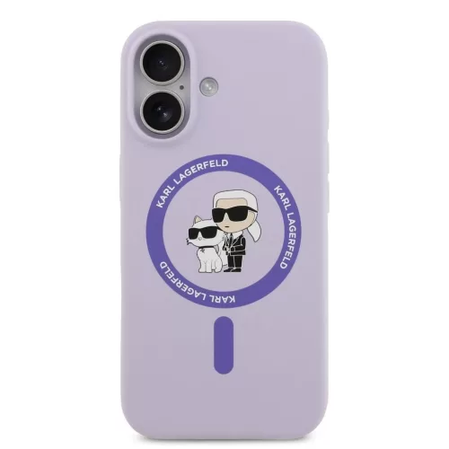 Karl Lagerfeld Liquid Silicone Karl and Choupette MagSafe tok iPhone 17 készülékhez lila