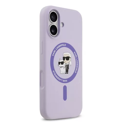 Karl Lagerfeld Liquid Silicone Karl and Choupette MagSafe tok iPhone 17 készülékhez lila