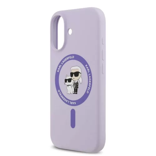 Karl Lagerfeld Liquid Silicone Karl and Choupette MagSafe tok iPhone 17 készülékhez lila